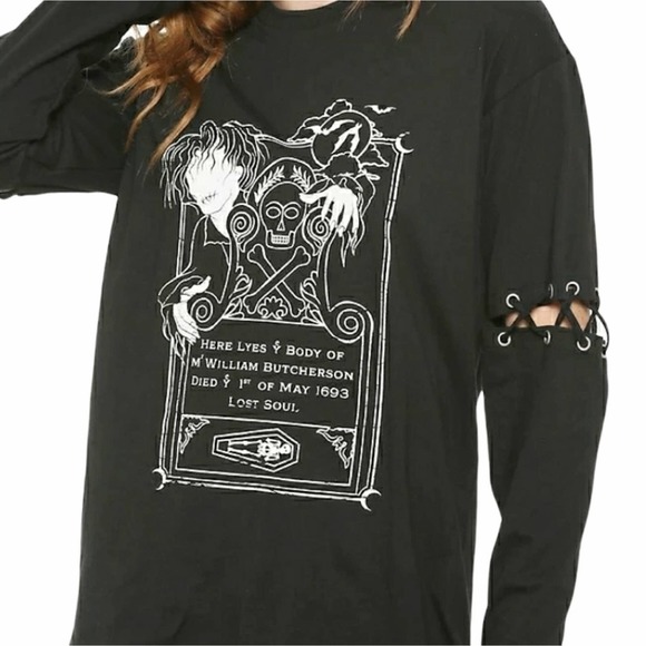 𝅺Hocus Pocus Billy Butcherson, Black Long‎ Sleeve Cotton Shirt Size L Disney - Picture 11 of 11